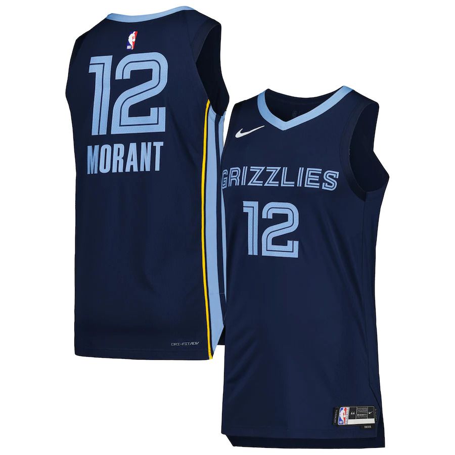 Men Memphis Grizzlies 12 Ja Morant Nike Navy Icon Edition 2022-23 Authentic Player NBA Jersey